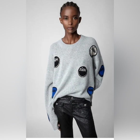 Zadig & Voltaire Marcus Happy Cashmere Sweater size oversized XS NWT - Picture 1 of 10